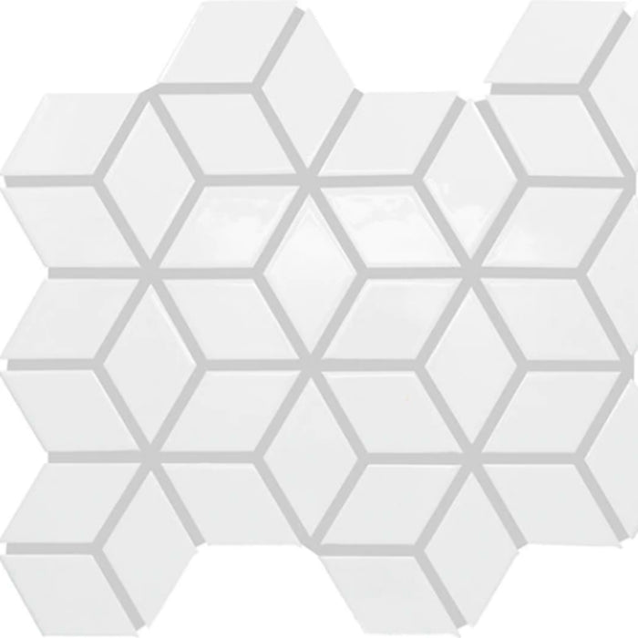 Color Wheel Retro in Arctic White 3d Cube Tile
