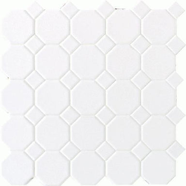 Octagon & Dot in Matte White With 01 White Matte Dot 2x2 Tile