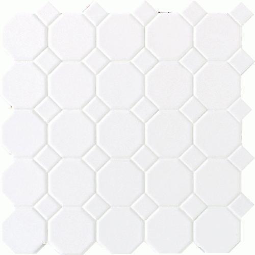 Octagon & Dot in Matte White With 01 White Matte Dot 2x2