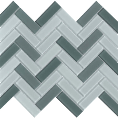 Charisma in Spark Herringbone Glass Tile