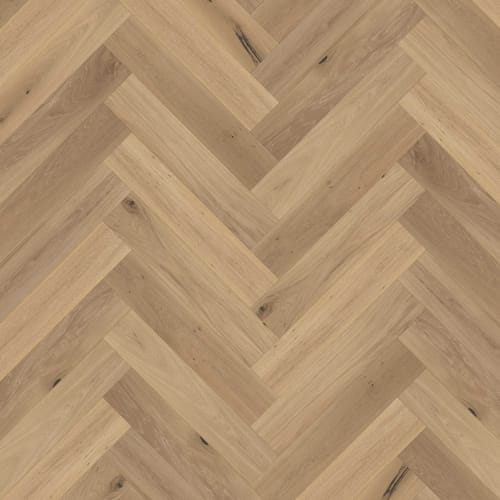 Engineered hardwood laid in a herringbone pattern
