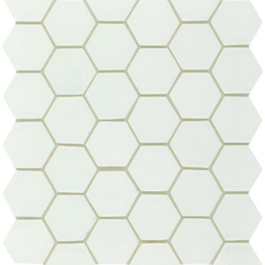 Concept in White Hex Glass Tile