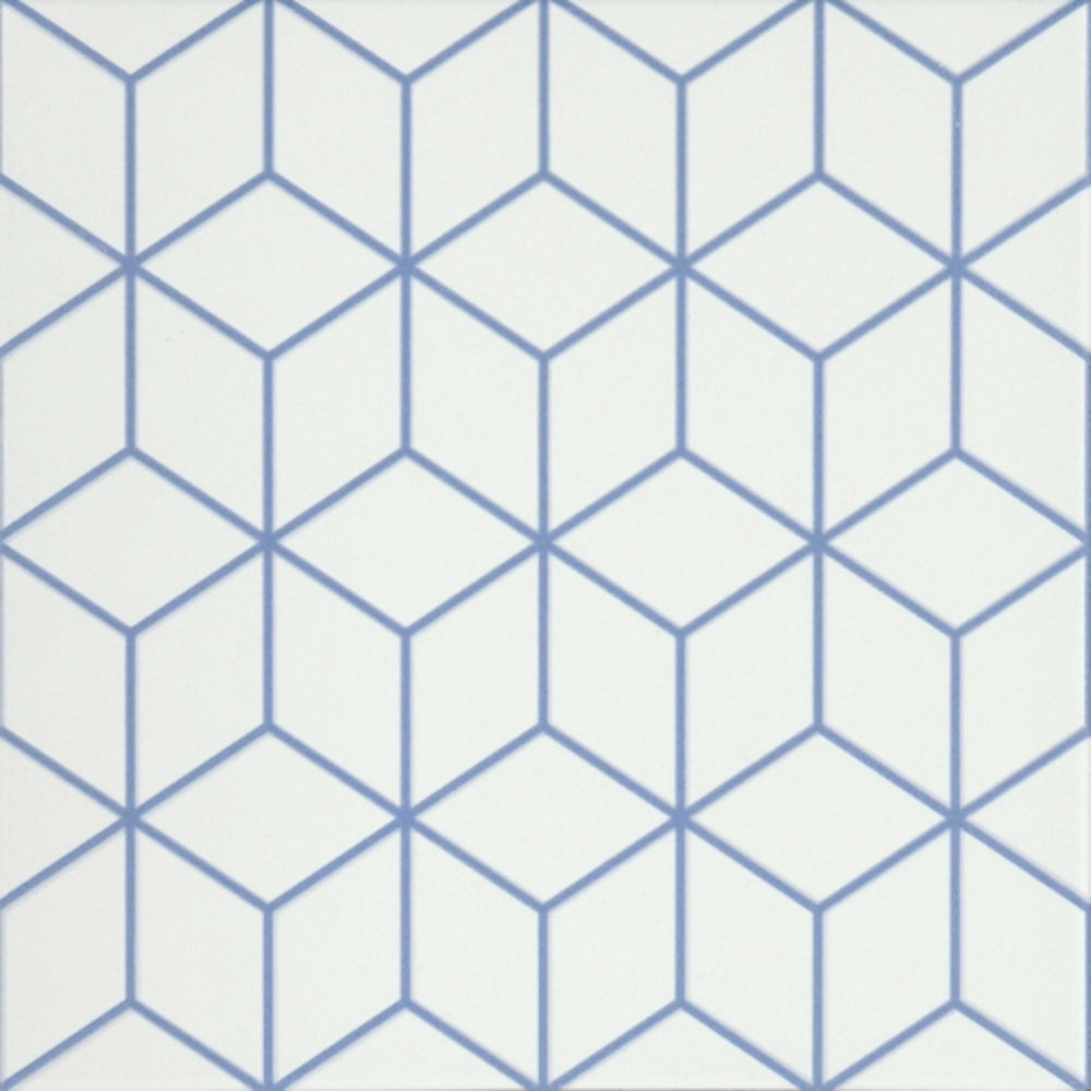 Geometry in Cube Blue 10" X 10" Tile