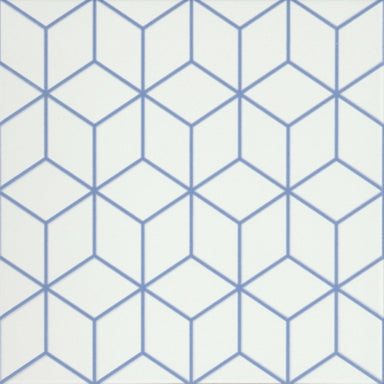 Geometry in Cube Blue 10" X 10" Tile