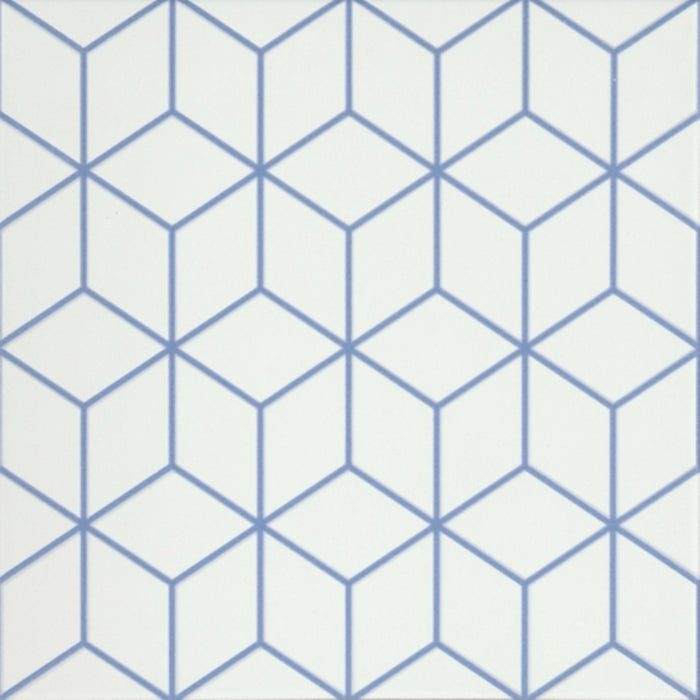 Geometry in Cube Blue 10" X 10" Tile