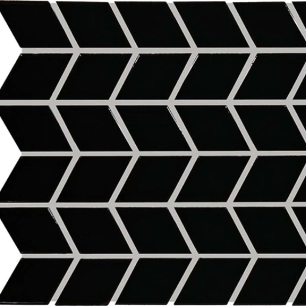 Color Wheel Retro in Black Chevron Tile