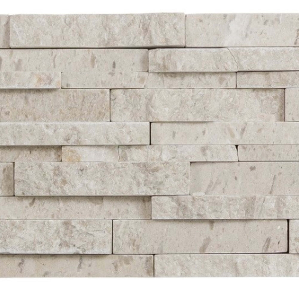 Limestone in Ivory Splitface Mosaic 6"x24" Natural Stone
