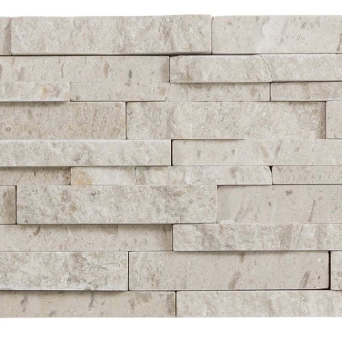 Limestone in Ivory Splitface Mosaic 6"x24" Natural Stone