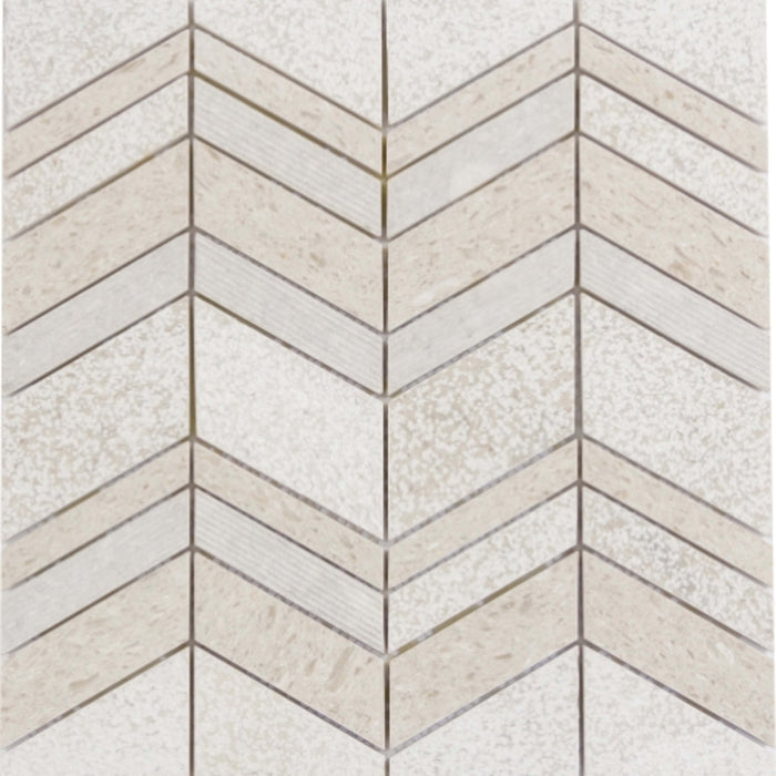 Limestone in Ivory Chevron Mosaic 12"x12" Natural Stone