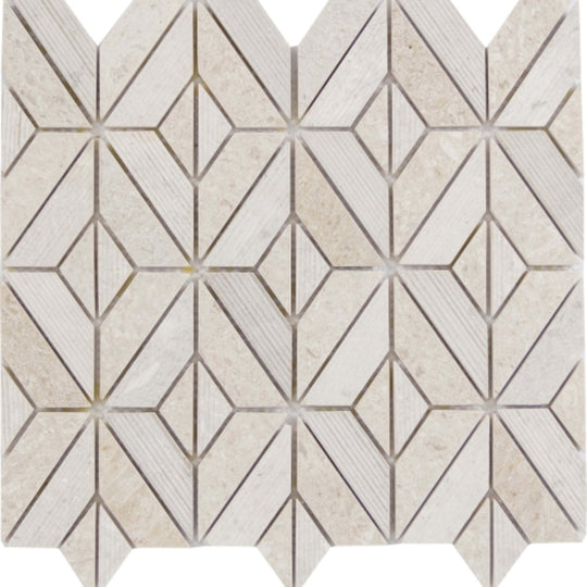 Limestone in Ivory Rhombus Mosaic 12"x12"