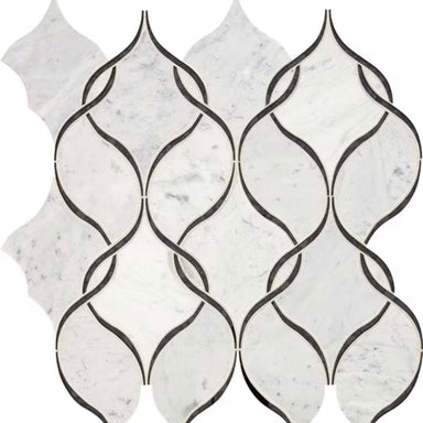 Lavaliere in Carrara White/Black Ant Mirror Intertwining Arabesque Tile