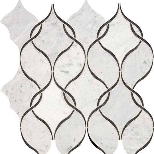 Lavaliere in Carrara White/Black Ant Mirror Intertwining Arabesque