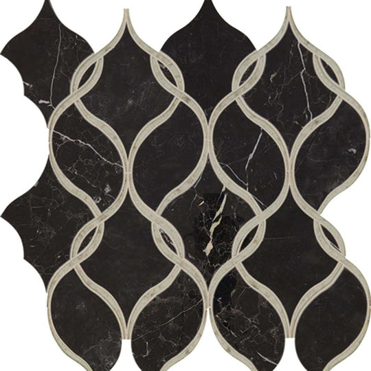Lavaliere in Nero Marquina /Antique Mirror Intertwining Arabesque
