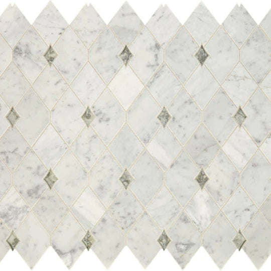 Lavaliere in Carrara White/Antique Mirror Harlequin