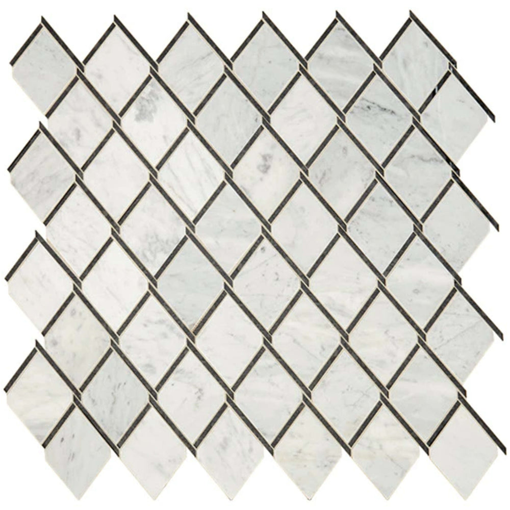 Lavaliere in Carrara White/Black Ant Mirror Chain Link Tile