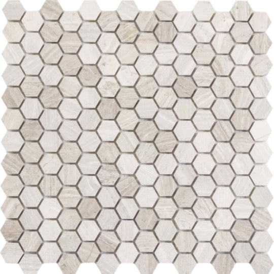 Metro in Cream - 1" Mixed Hexagon Honed