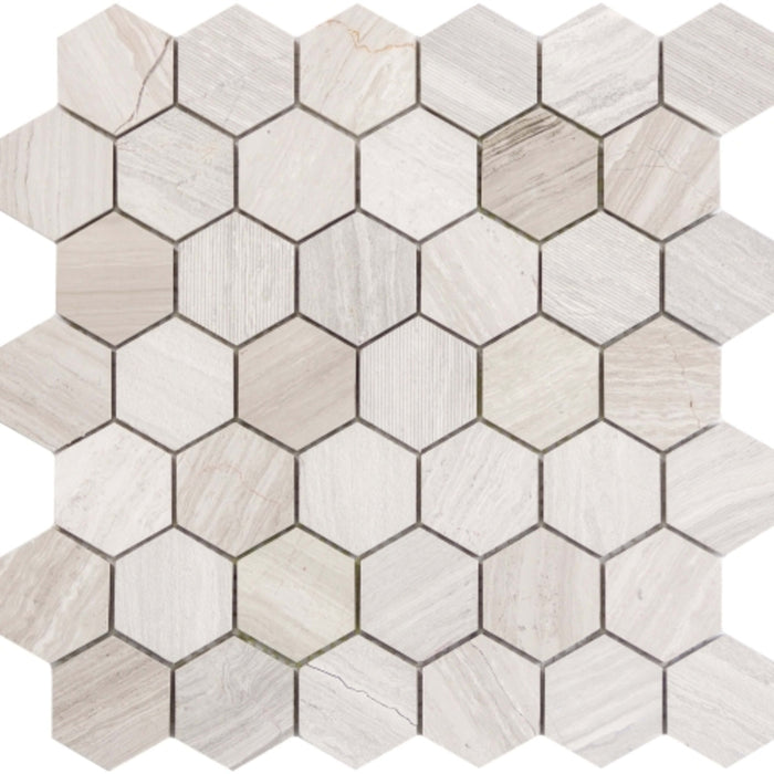 Metro in Cream - 2" Mixed Hexagon Honed Natural Stone