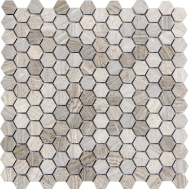 Metro in Gray - 1" Mixed Hexagon Honed Natural Stone
