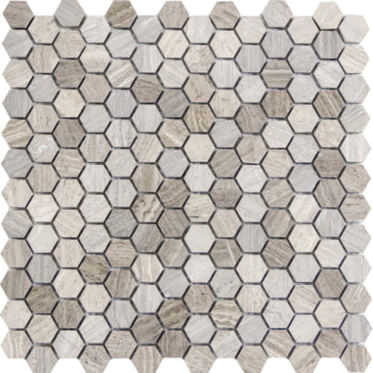 Metro in Gray - 1" Mixed Hexagon Honed