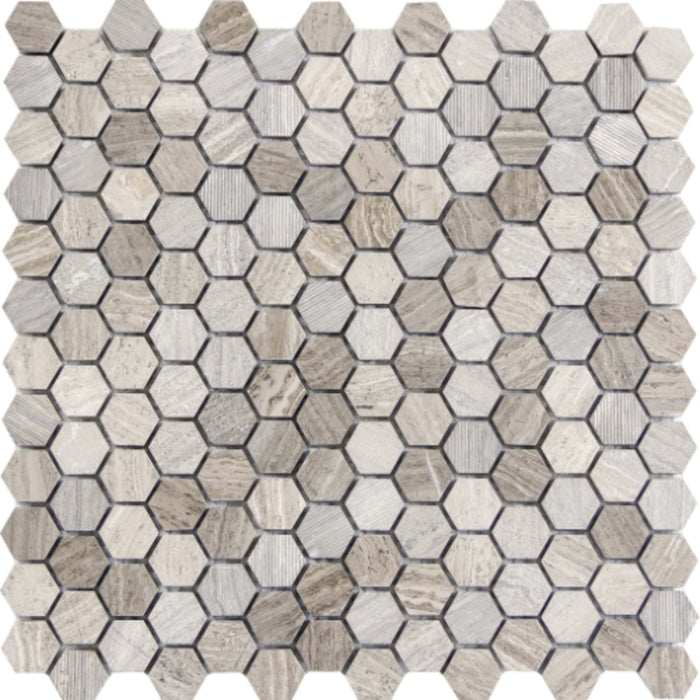 Metro in Gray - 1" Mixed Hexagon Honed Natural Stone