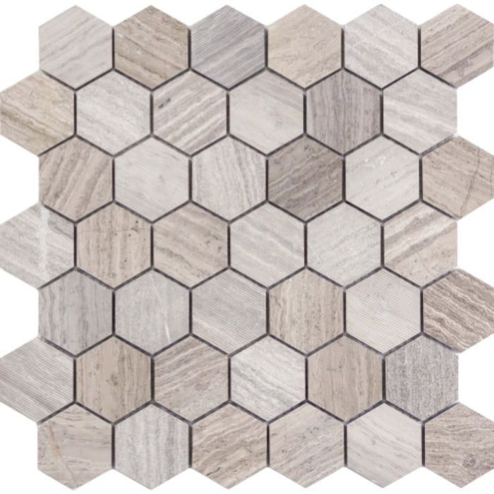 Metro in Gray - 2" Mixed Hexagon Honed Natural Stone