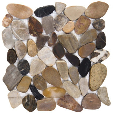 Rivera Pebbles in 4 Color Blend Flat 12" X 12" Pebble Natural Stone