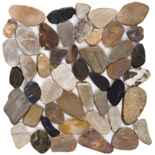 Rivera Pebbles in 4 Color Blend Flat 12" X 12" Pebble