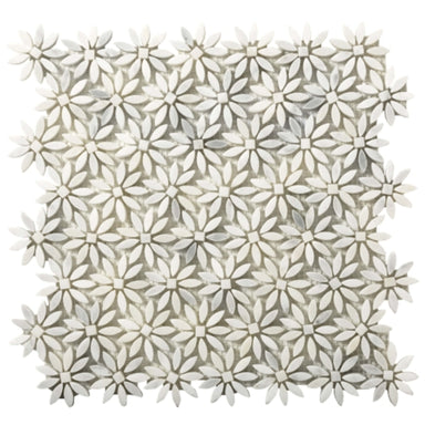 Marble Winter Frost in Winter Frost Daisy Mosaic - Mesh Mosaic Natural Stone