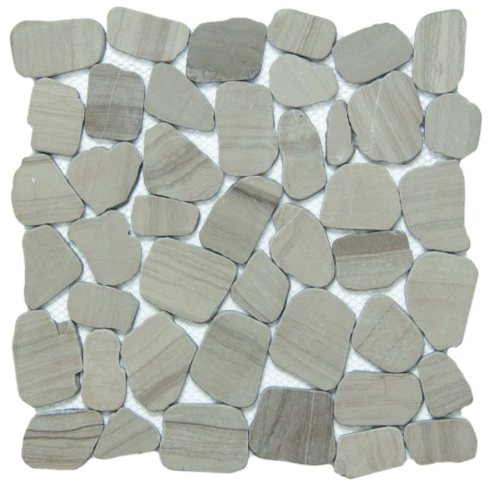 Cultura in Taupe 12" X 12" Pebble On Mesh Natural Stone