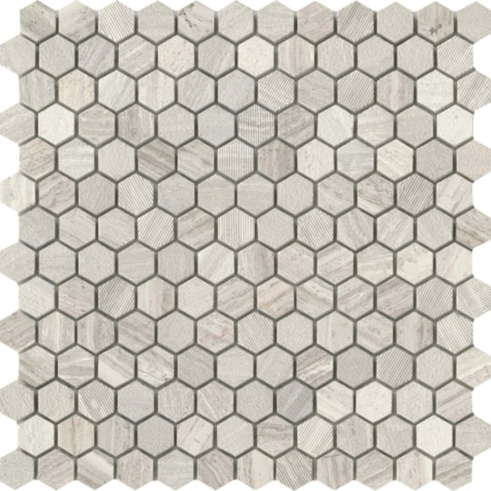 Metro in Cream - 1-Inch Hex Mosaic