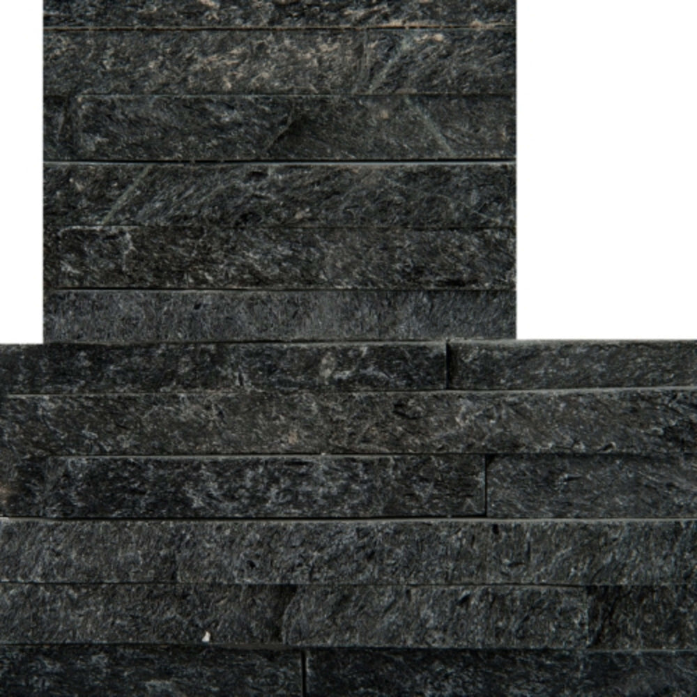 SLATE, QUARTZITE & SANDSTONE in Black Quartzite - Mini Stacked Mini Corner Set 6" X 24" X 1.25" Natural Stone