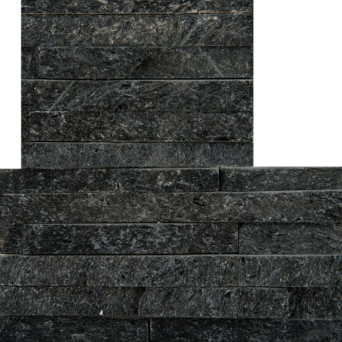 SLATE, QUARTZITE & SANDSTONE in Black Quartzite - Mini Stacked Mini Corner Set 6" X 24" X 1.25" Natural Stone