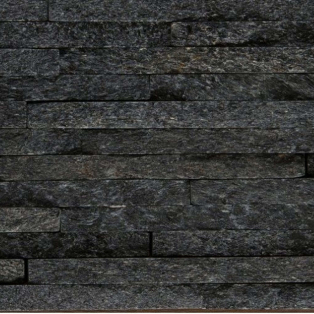 SLATE, QUARTZITE & SANDSTONE in Black Quartzite - Mini Stacked 6" X 24" Natural Stone