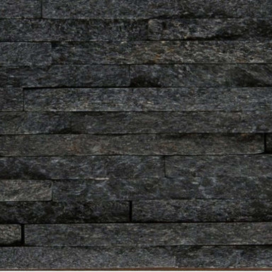 SLATE, QUARTZITE & SANDSTONE in Black Quartzite - Mini Stacked 6" X 24" Natural Stone