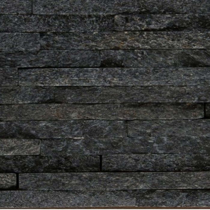 SLATE, QUARTZITE & SANDSTONE in Black Quartzite - Mini Stacked 6" X 24" Natural Stone