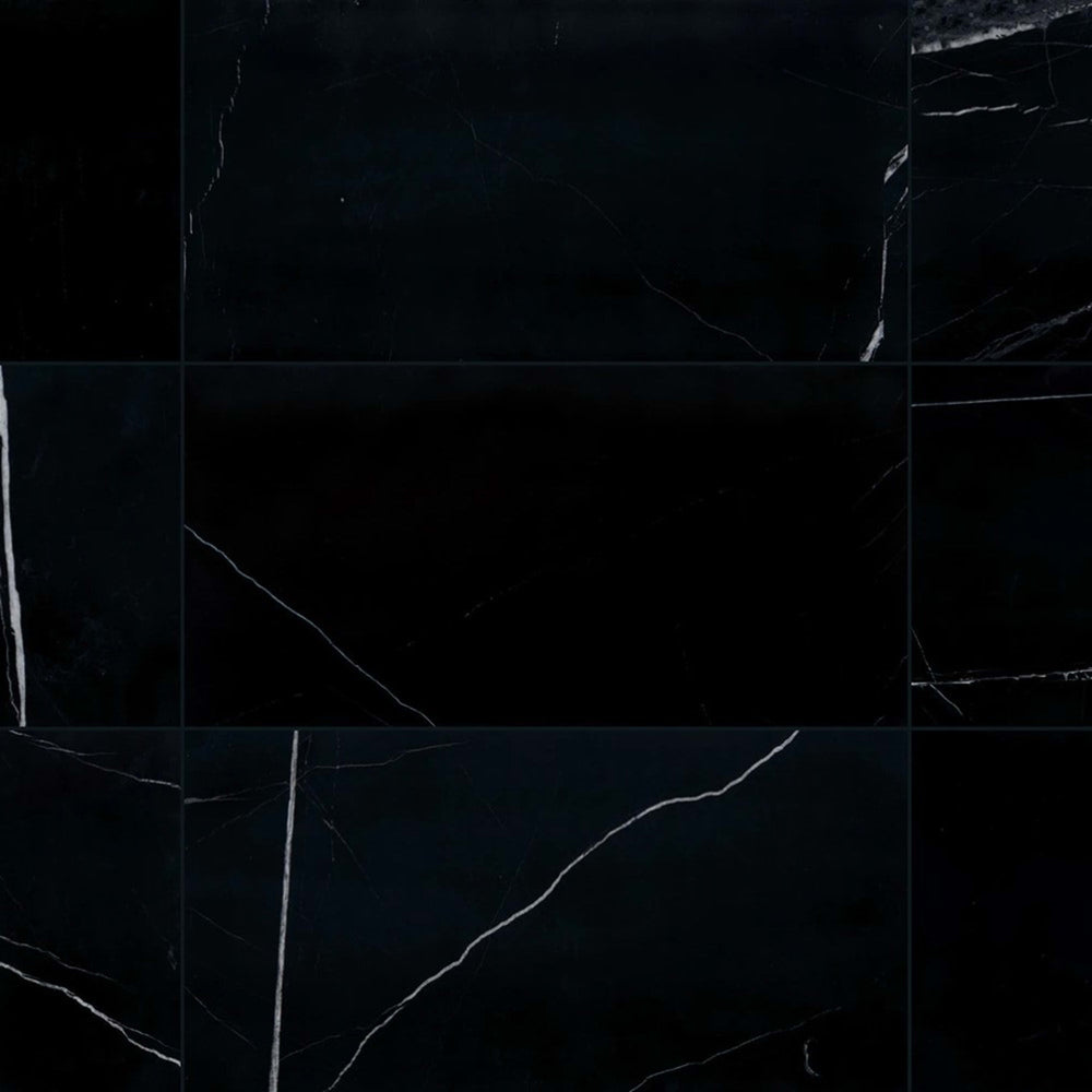 Pietra Divina in Nero Marquina 4 X 12 Honed Natural Stone