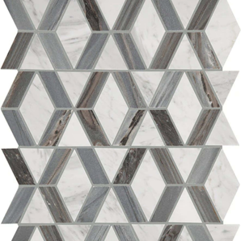 Perfit Mosaix in Ashen Palissandro & Carrara Wh Hinge Tile