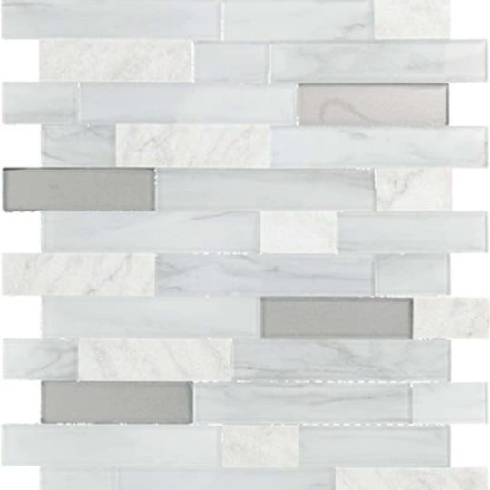 Perfit Mosaix in White Carrara & Glass Random Linear