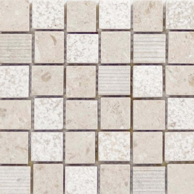 Limestone in Presidio Ivory Mini Mosaic 6"x24" Natural Stone