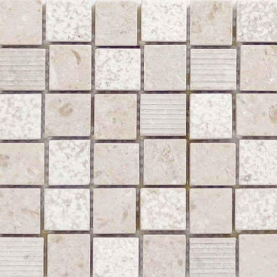 Limestone in Presidio Ivory Mini Mosaic 6"x24"