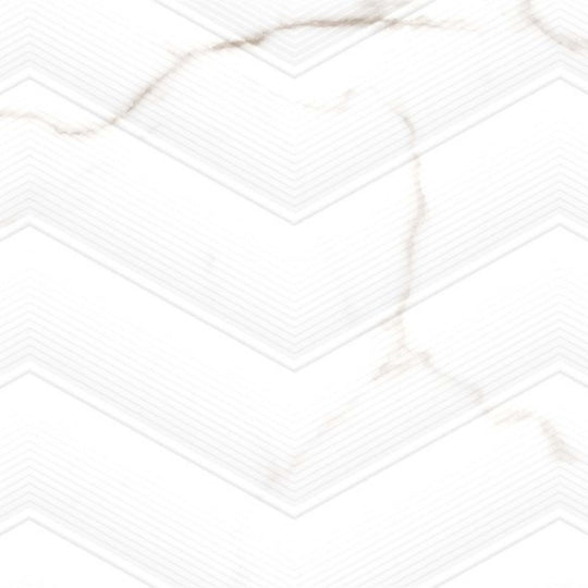 Sculpture in White Chevron 13" X 36"