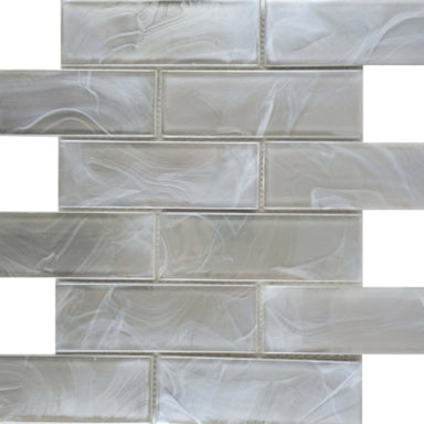 Splash in Silver / 2" X 4" Beveled Glass Tile