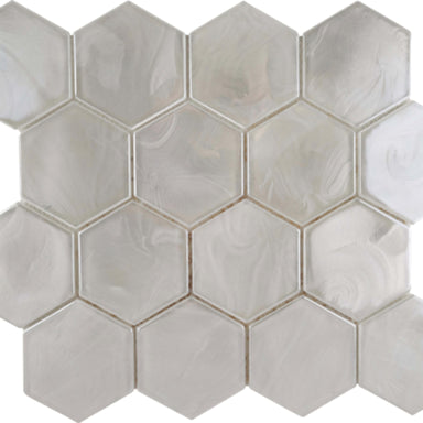 Splash in White / 3" Hex Glass Tile