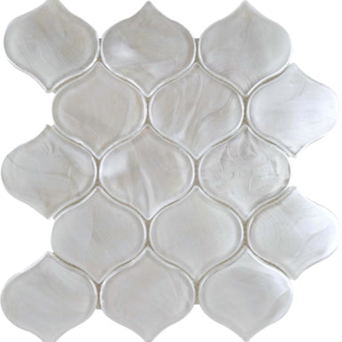 Splash in White / Arabesque Glass Tile