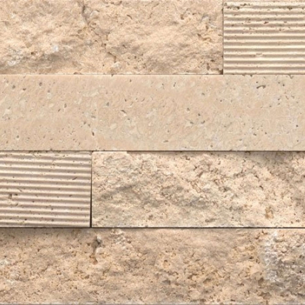 Structure in Structure 3d Ledger Beige (Travertine) 6‚Äù X 24‚Äù Natural Stone