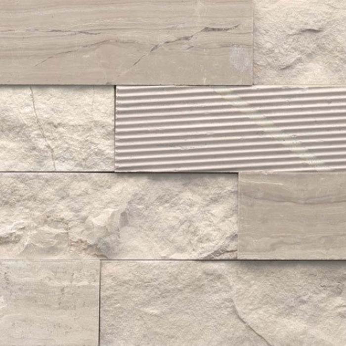 Structure in Structure 3d Ledger Cream (Limestone) 6‚Äù X 24‚Äù Natural Stone