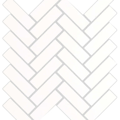 Style II in Pure White Polished Herringbone Mosaic 11" X 13" Tile