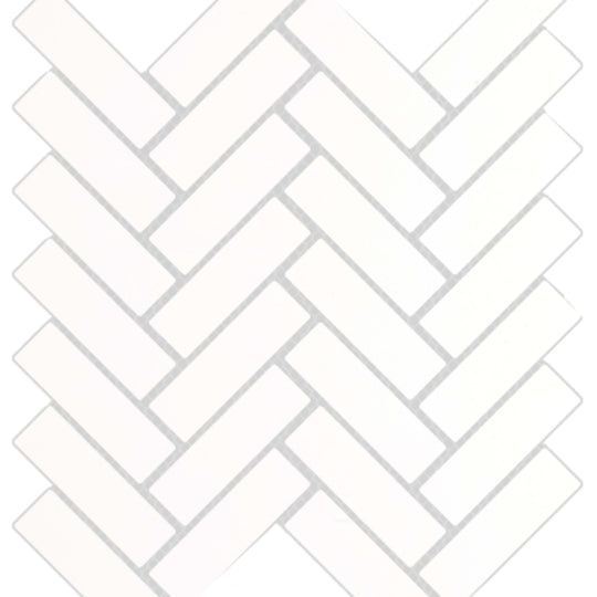 Style II in Pure White Polished Herringbone Mosaic 11" X 13"