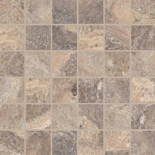 Parksville Stone in Denali Peak Travertine - 2x2 Mosaic Tile