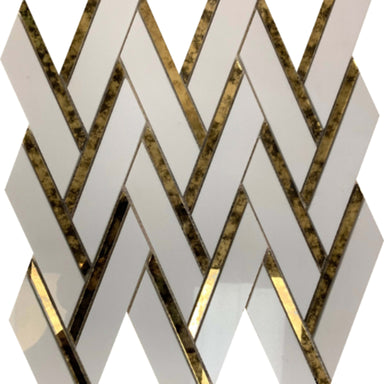 Impulse in White Chevron Glass Tile